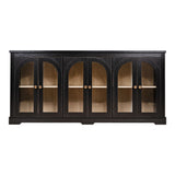 Modern Arched Glass Sideboard With 6 Doors, Buffet Cabinet With Storage And Adjustable Shelves