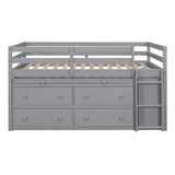 Loft Bed With Retractable Writing Desk And 4 Drawers, With Lateral Portable Desk And Shelves
