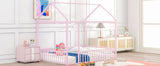 Metal Bed House Bed Frame With Fence