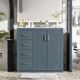 Bathroom Vanity With Sink Combo, Storage Cabinet, Freestanding Set With 3 Drawers & Soft Closing Doors