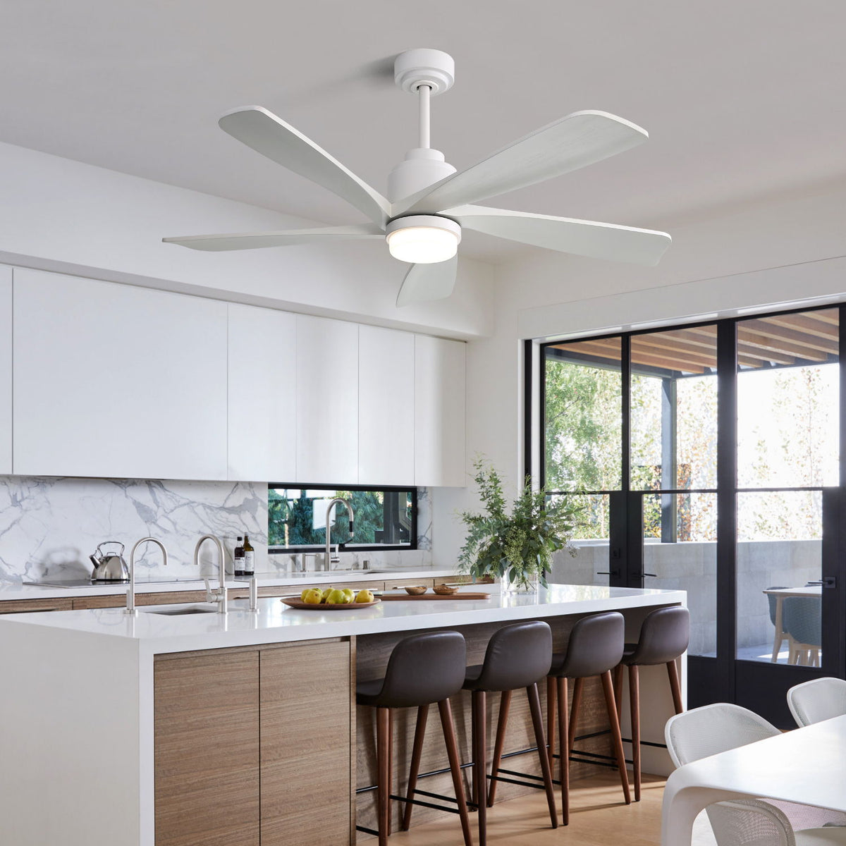 52" Ceiling Fan With Dimmable LED Light, 5 Blades, Reversible DC Motor, Smart Remote Control - White