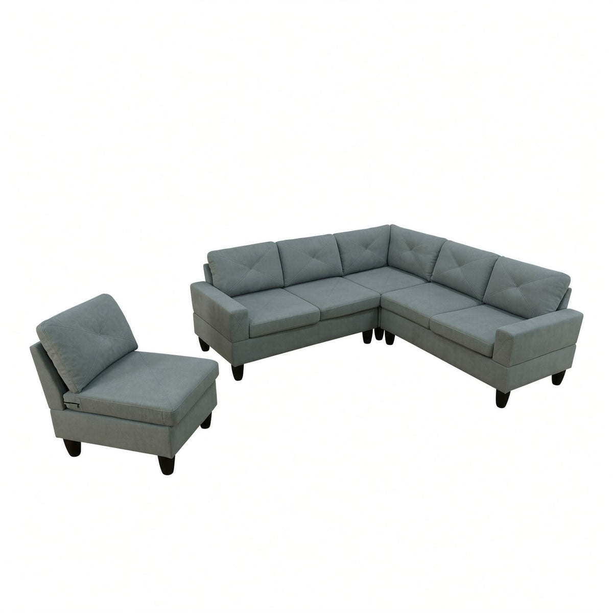 Modular L - Shaped Sectional Sofa 6 Seater 4 Piece Couch With Chaise