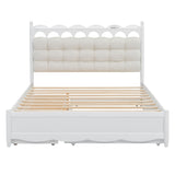 Storage Platform Bed, With 2 Big Drawers, Trundle, One Set Of Sockets & USB Ports