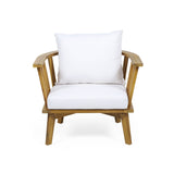 Outdoor Club Chair With Curved Backrest And Frame - White