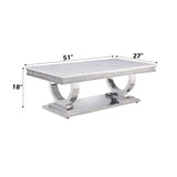 Zander - Printed Faux Marble Top & Mirrored Table - Marble