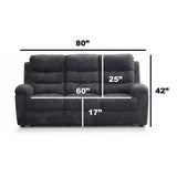 3 Seater Manual Recliner Sofa With 150° Recline, 2 Adjustable Side Seats, Extended Footrest, Oversized Seating For Living Room - Dark Gray