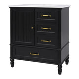30" Bathroom Vanity With Sink, 3 Drawers, Adjustable Feet