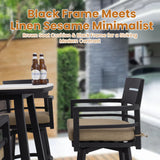 5 Pieces Outdoor Patio Bar Set, Rounded Square Sintered Stone Table & 4 Swivel Bar Chairs