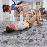 Marfi - 8' X 10' Oriental Area Rug - Blue / Silver