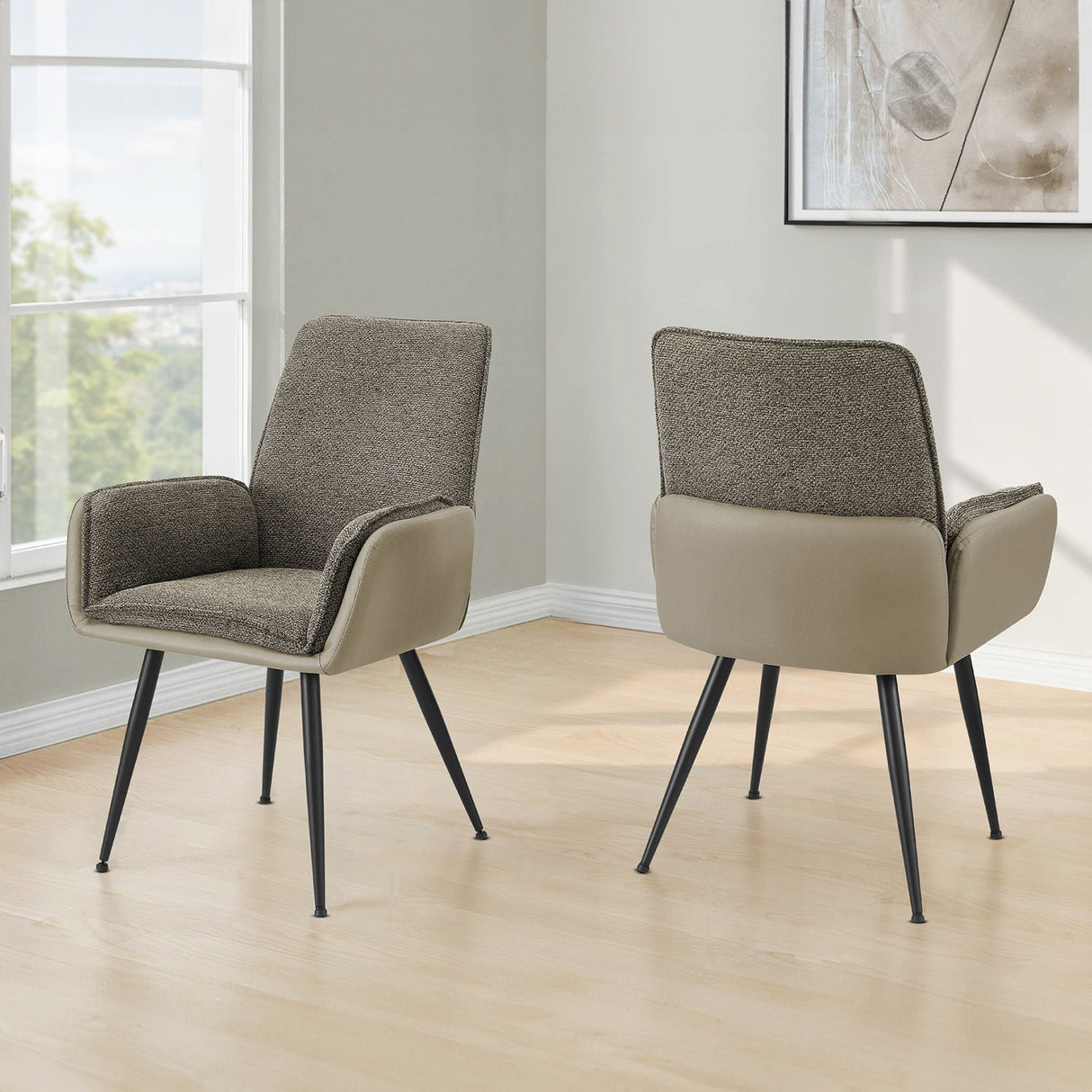 Dining Chair For Kitchen (Set of 2) - Brown / Gray