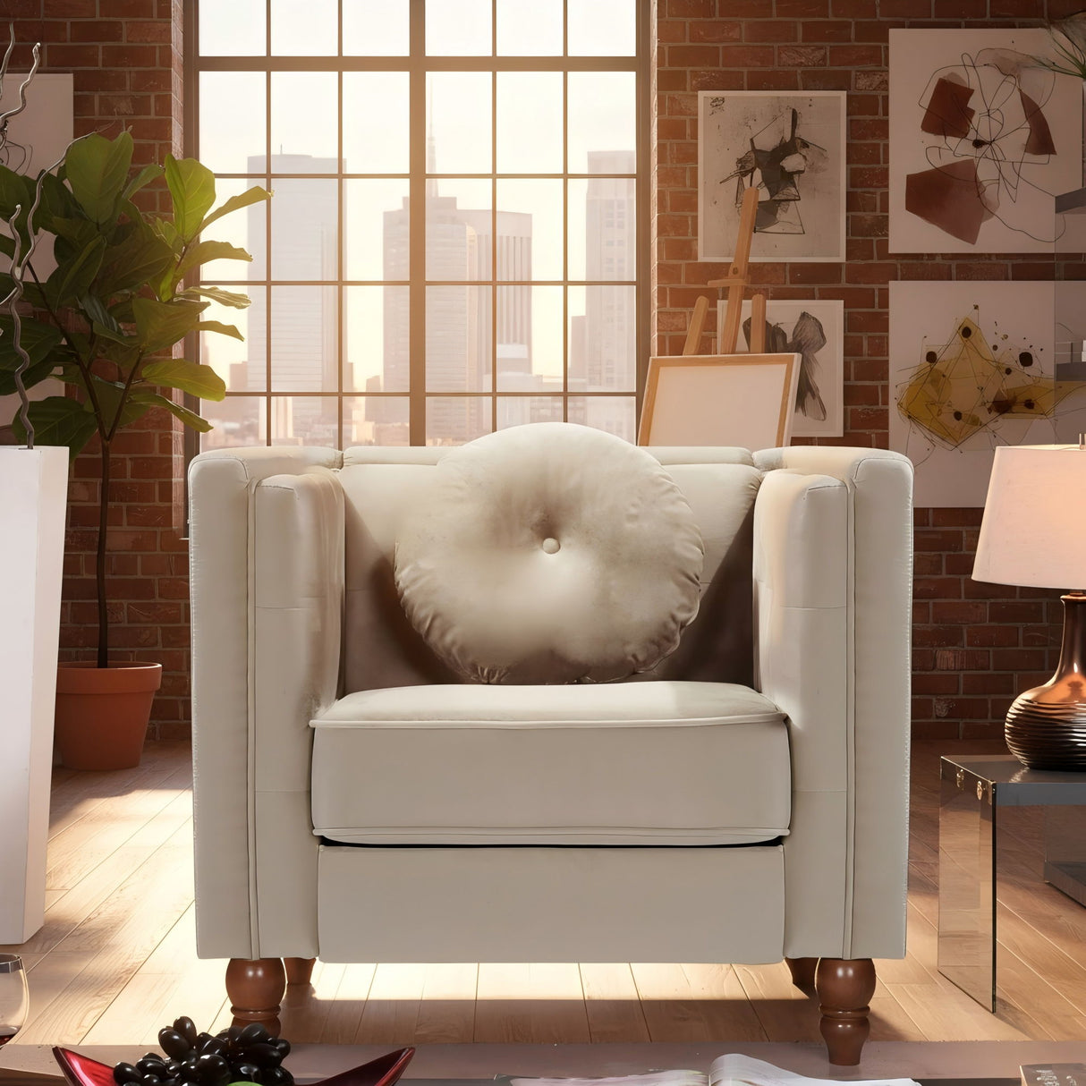 Chesterfield Accent Tufted Square Arm Side Chair