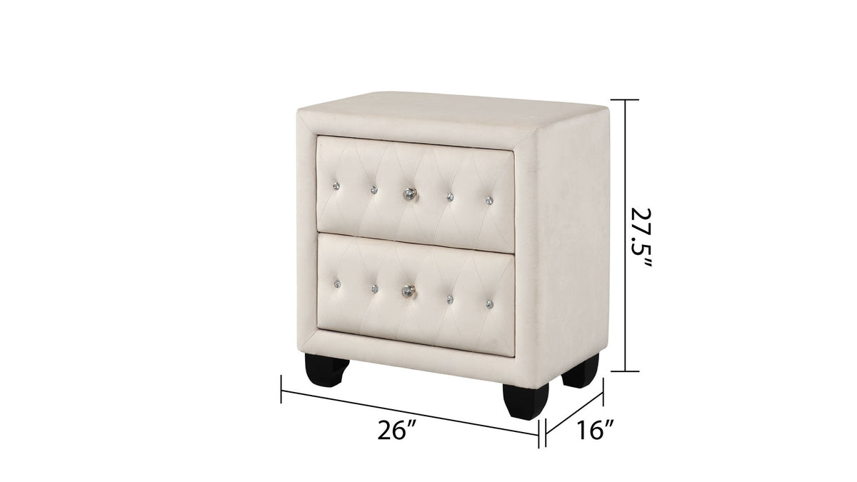 Sophia - 2 Drawer Upholstered Nightstand