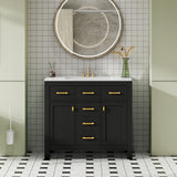 Freestanding Bathroom Vanity With 4 Drawers & 2 Cabinets, Frame Storage Cabinet Only