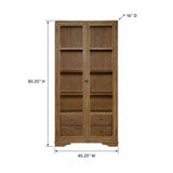 Tall Display Cabinet With Glass Doors And Drawers - Almond