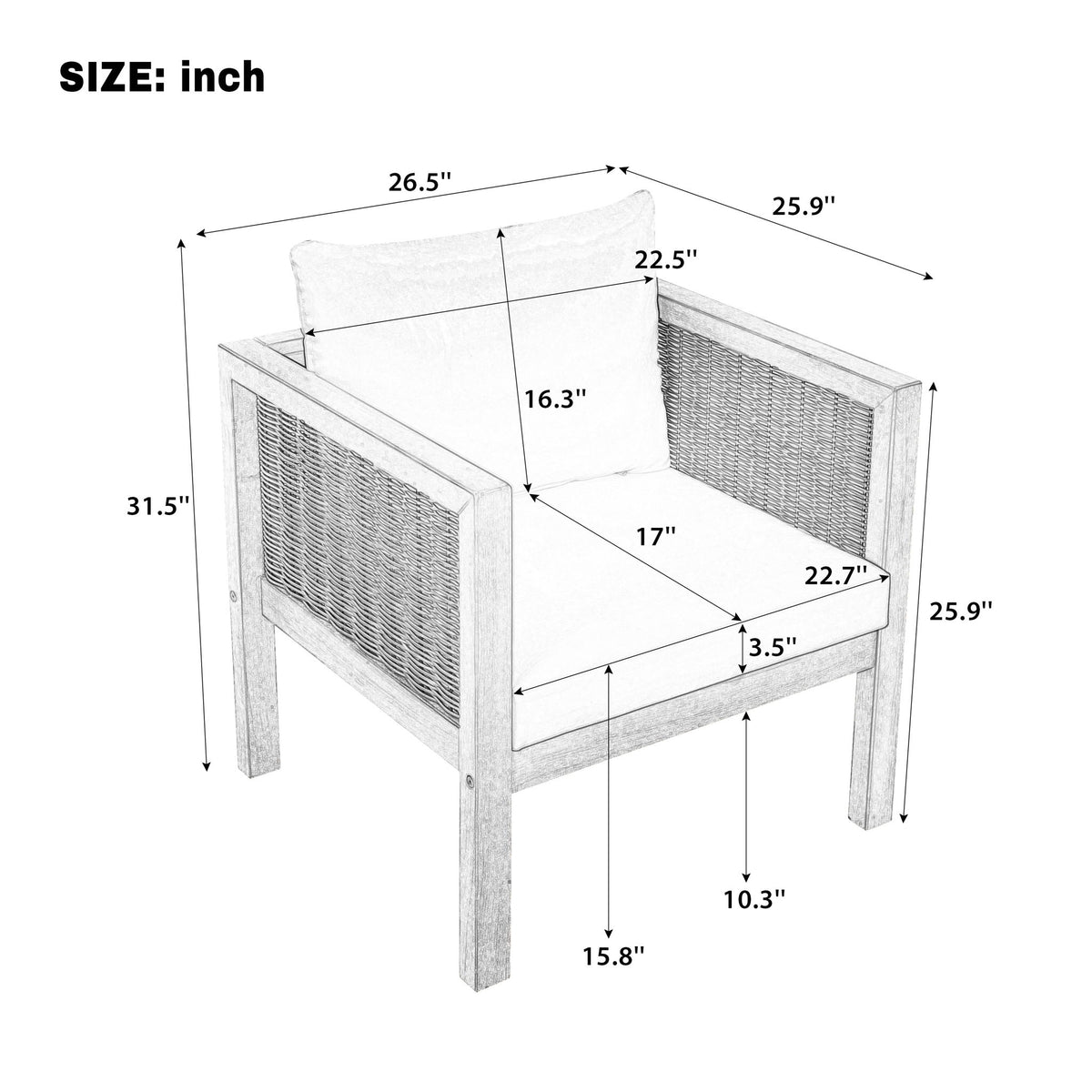 2 Piece Outdoor Armchair Set With Cushion