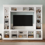 TV Stand With Hutch, Large Entertainment Center With Adjustable Shelves