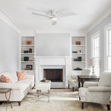 52" Low Profile Ceiling Fan With 6 Speed Remote, 3 Blades, Reversible DC Motor For Living Room - White