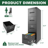 Premium Drawer File Cabinet With Lock, Metal Vertical Design, A4 Legal / Letter Size