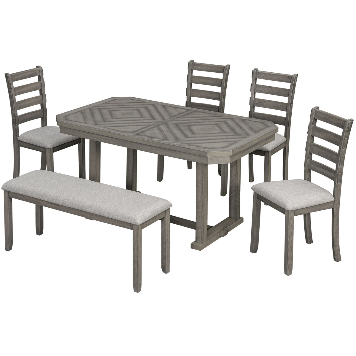 6 Piece Dining Table Set With Ergonomic Seating