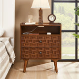 Nightstand With Charging Station, 2 Drawer Bedside Table With Shelf And USB / AC Ports