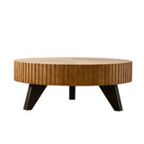 Round Retro Coffee With Solid Wood Legs