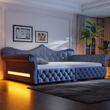 Upholstered Daybed With LED Lighting And Nailhead Trim