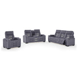 Austin - 3 Piece Reclining Sofa And Loveseat With Storage Arms - Gray