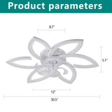 30" Flower 6 Speed Ceiling Fan With Remote Controlled LED Lights, Low Profile Flush Mount Fan