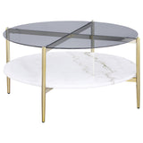 Jackel - 2 Piece Round Coffee And End Table Set - Gold