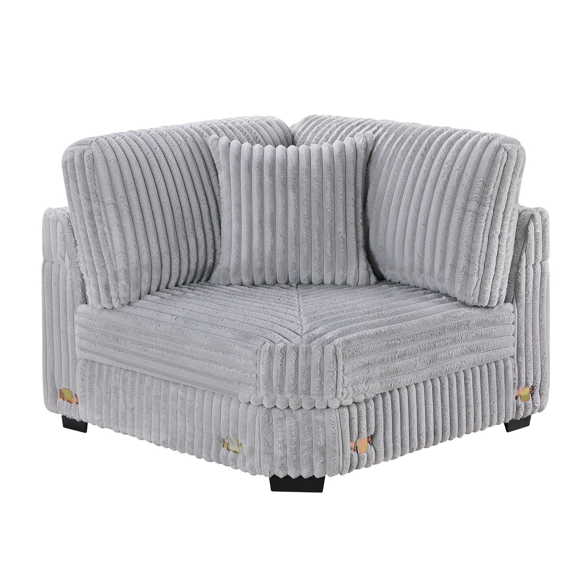 Corner Wedge Chair With Pillow, Living Room Furniture, Soft Upholstered Modular Seating - Gray / Mink