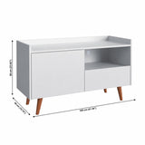 TV Stand For TVs Up To 45" With Open Storage Shelf, Cable Management, 1 Door And 1 Drawer