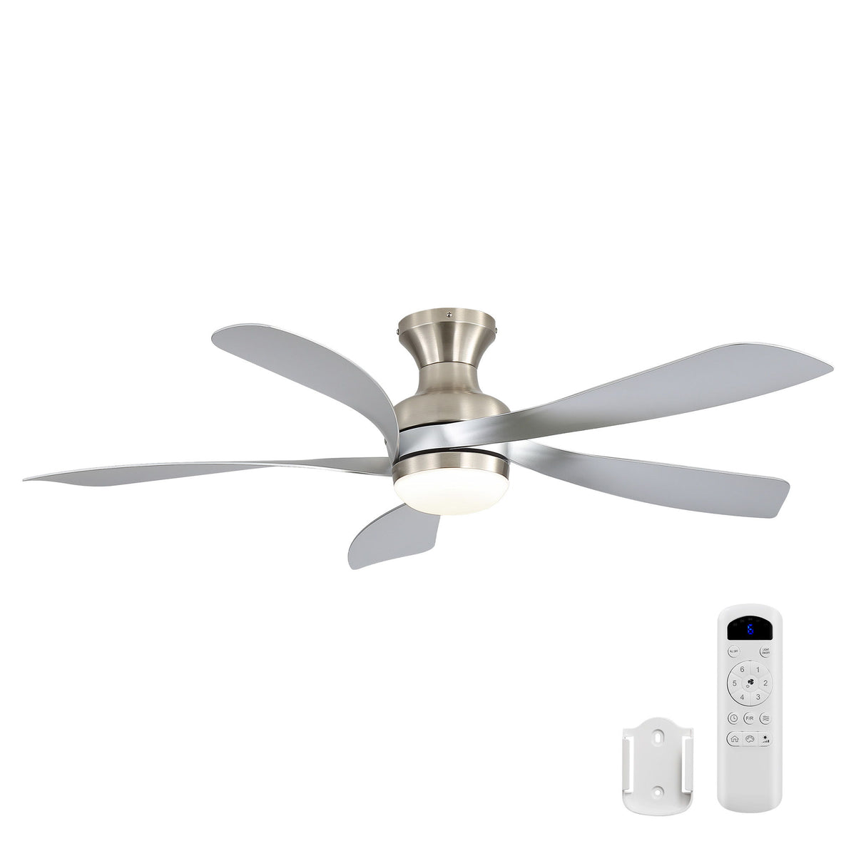 52" Ceiling Fan With 3 Color Dimmable LED Light, DC Reversible Motor, 6 Speed Settings