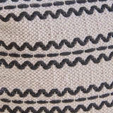 Lani - Handcrafted Fabric Pouf, Durable Cotton Square - Natural / Black