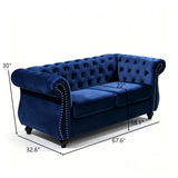 Chesterfield Button Tufted Loveseat With Rolled Arms