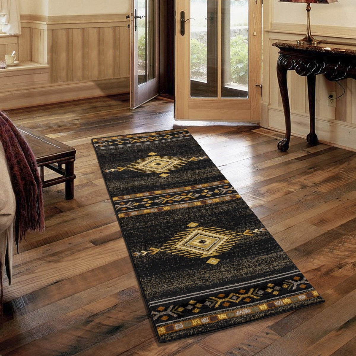 Tribes - 7'10" X 10'3" Southwest Area Rug - Black