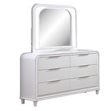 Pearl Dresser With Mirror 6 Drawers Spacious Storage - White