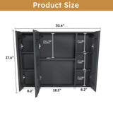Aluminium Medicine Cabinet Mirror With LED Light And Defogging Function - Gray