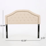 Queen & Full Size Headboard With Diamond Tufting And Nailhead Trim - Beige