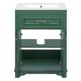 Bathroom Vanity With Integrated Sink, 2 Door Cabinet With Tip Out Drawer, Rectangular Design