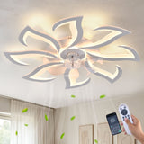 Flower Ceiling Fan With Remote Controlled LED Light, Flush Mount DC Motor Fan