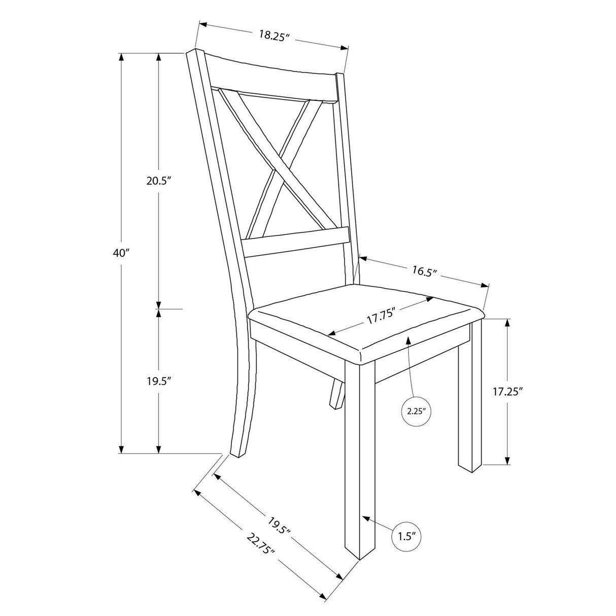 Dining Chair Side, Upholstered For Dining Room, Transitional (Set of 2)