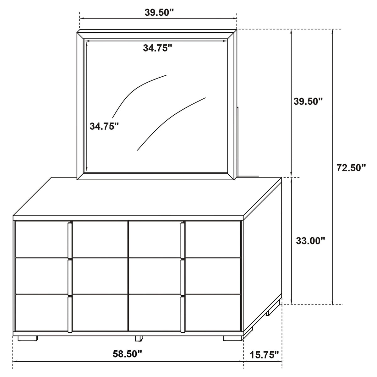 6 Drawer Dresser With Mirror - White