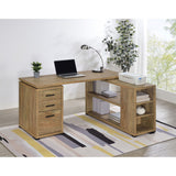 Caelum - L - Shaped Computer Desk With 3 Drawers - Mango Color