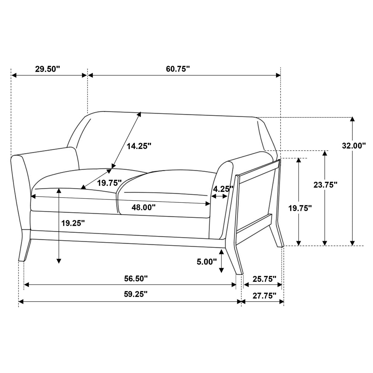 Caspian - Loveseat - Gray