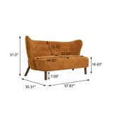 Chair Laid Back Loveseats, Curved Backrest With No Armrests - Caramel