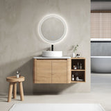 Wall Mounted Bathroom Vanity With Art Sink, 1 Storage Shelf, 2 Soft Close Doors