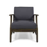 Enchanting Outdoor Club Chair With Slat Panel Design And Water Resistant Cushion - Dark Gray