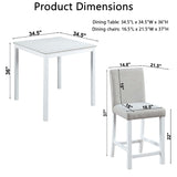 5 Piece Counter Height Table Set, Square Table And 4 Upholstered Chairs