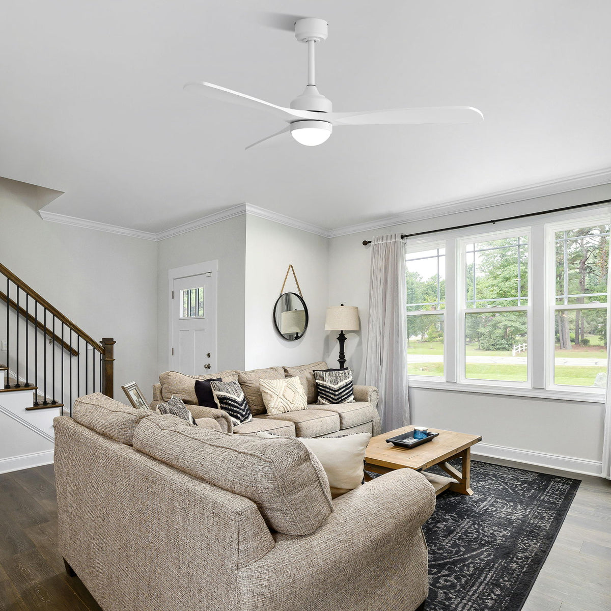 52" Ceiling Fan With Dimmable LED Light, 6 Speed DC Motor, 3 Blades