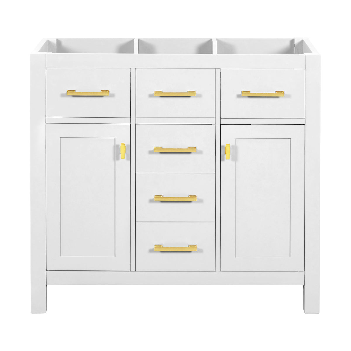 Freestanding Bathroom Vanity With 4 Drawers & 2 Cabinets, Frame Storage Cabinet Only